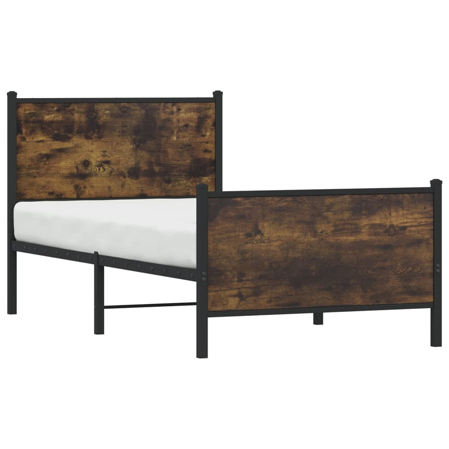 Bedframe met hoofd-en voeteneinde metaal gerookt eiken 80x200cm