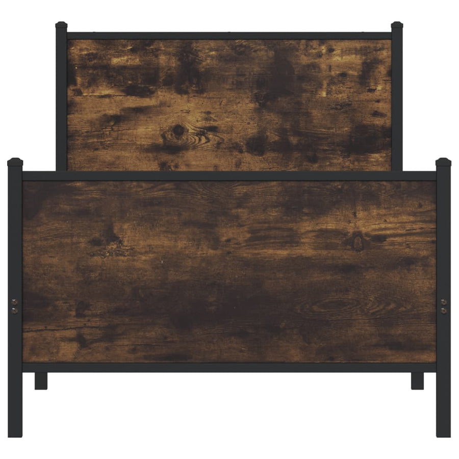 Bedframe met hoofd-en voeteneinde metaal gerookt eiken 90x190cm