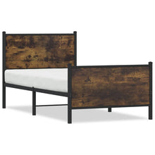 Bedframe met hoofd-en voeteneinde metaal gerookt eiken 90x200cm