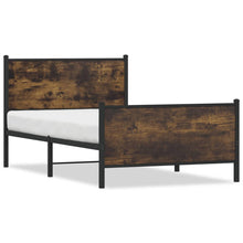 Bedframe hoofd- en voeteneinde metaal gerookt eiken 100x190 cm