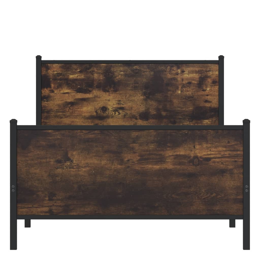 Bedframe hoofd- en voeteneinde metaal gerookt eiken 100x190 cm