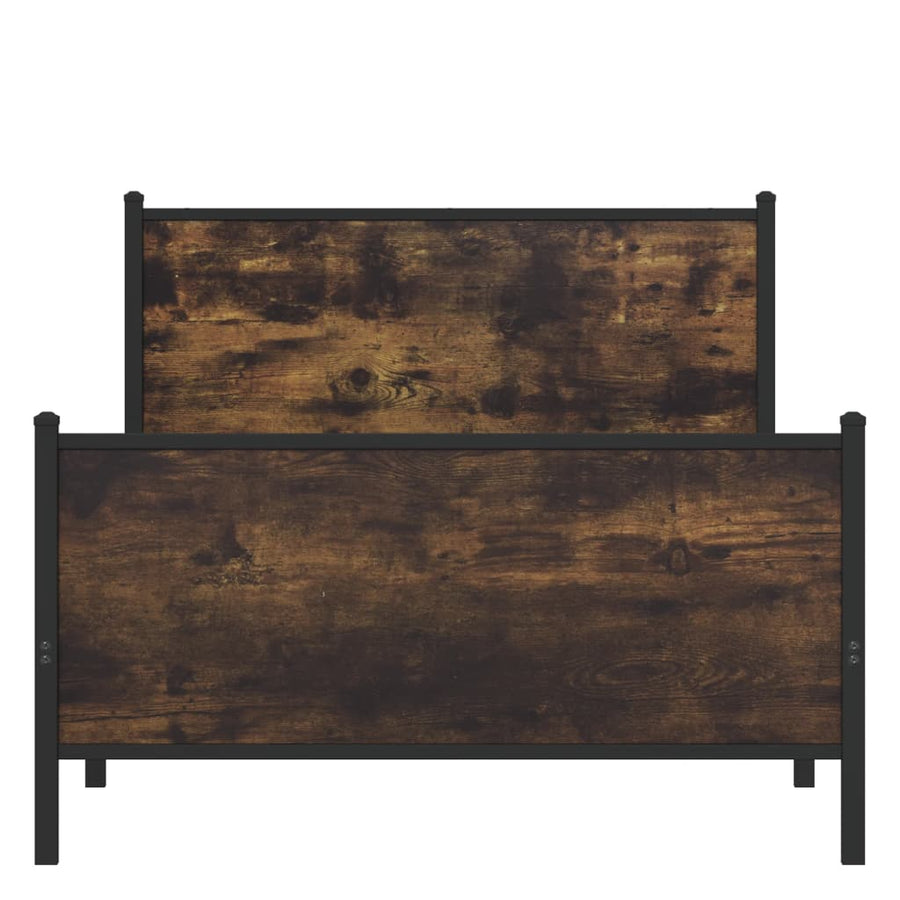 Bedframe hoofd- en voeteneinde metaal gerookt eiken 107x203 cm