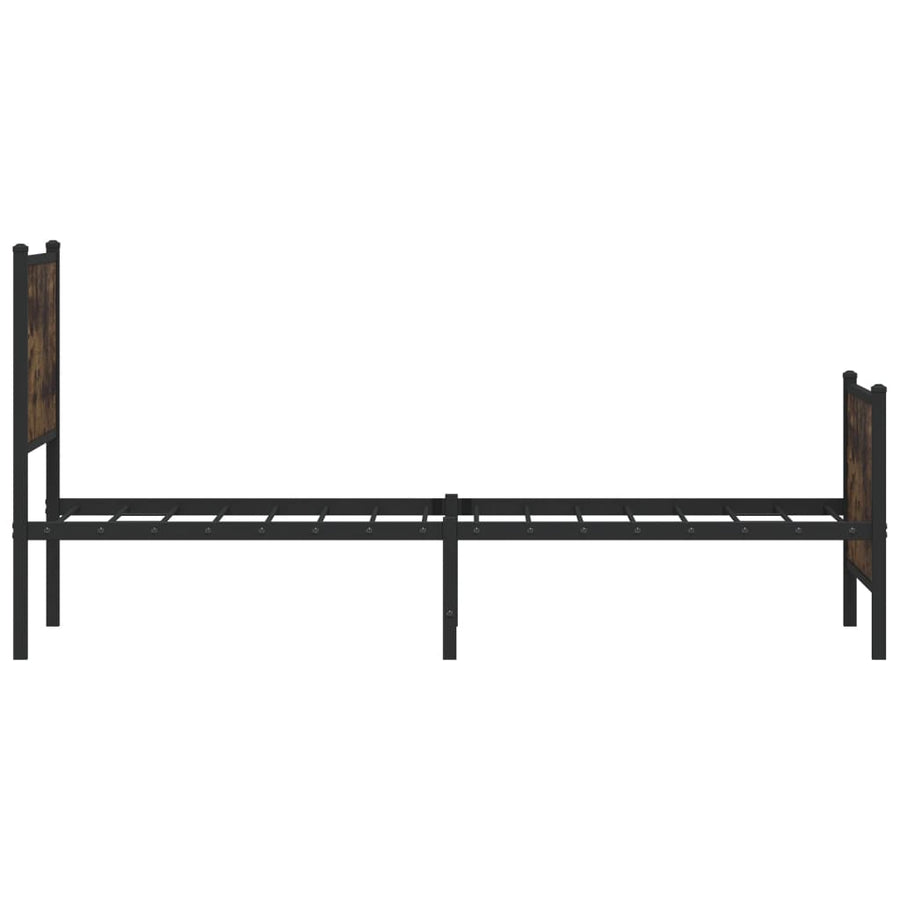 Bedframe hoofd- en voeteneinde metaal gerookt eiken 107x203 cm