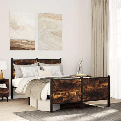 Bedframe hoofd- en voeteneinde metaal gerookt eiken 120x190 cm