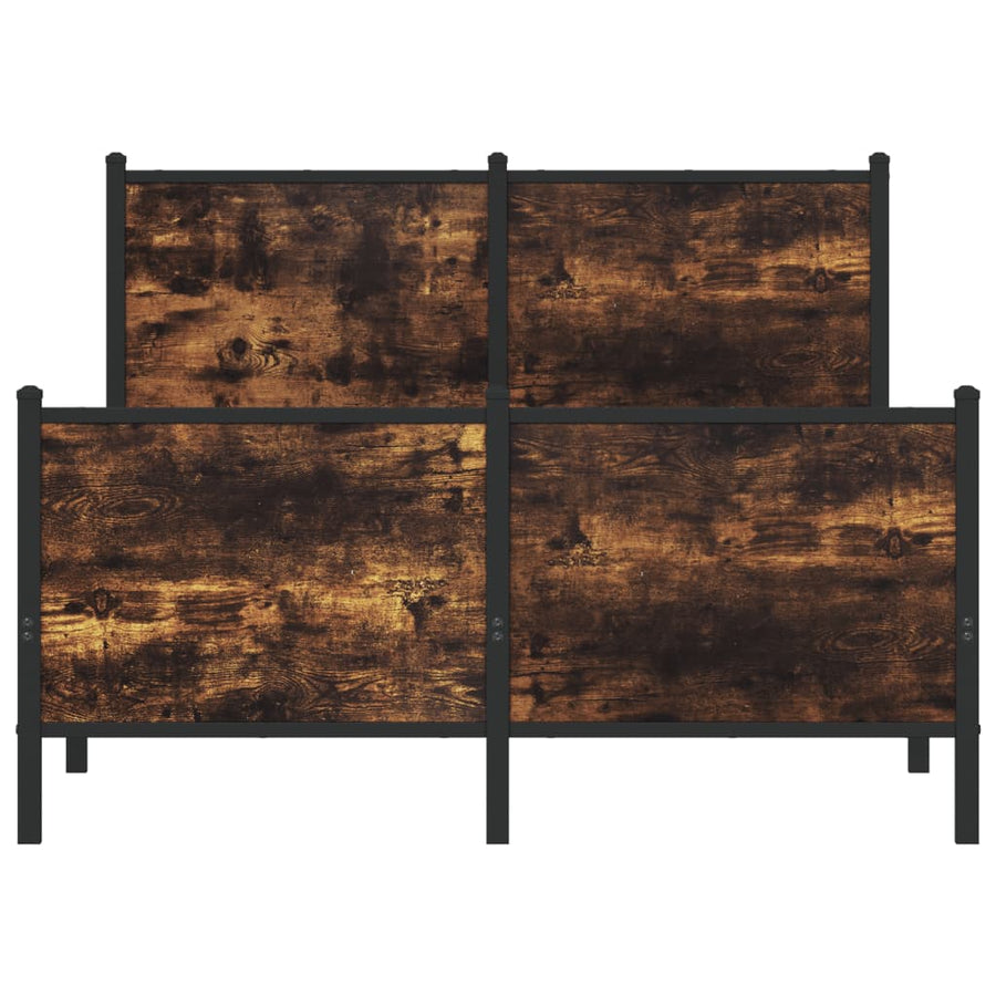 Bedframe hoofd- en voeteneinde metaal gerookt eiken 120x190 cm