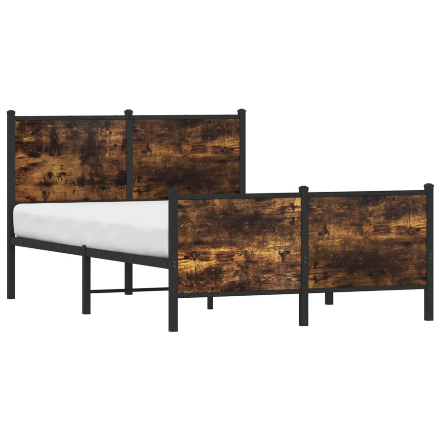 Bedframe hoofd- en voeteneinde metaal gerookt eiken 120x200 cm