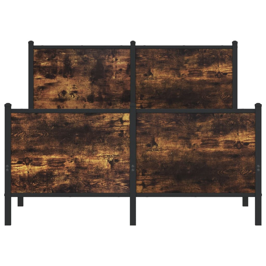 Bedframe hoofd- en voeteneinde metaal gerookt eiken 120x200 cm