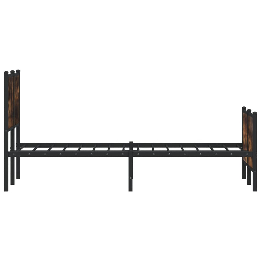 Bedframe hoofd- en voeteneinde metaal gerookt eiken 120x200 cm