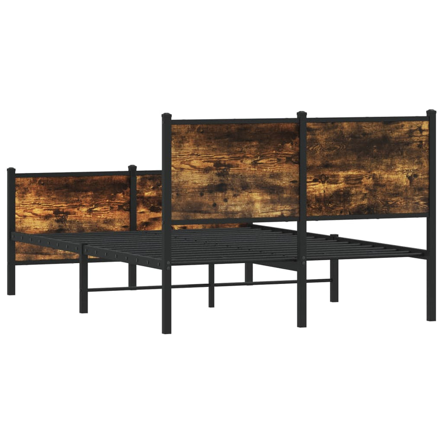 Bedframe hoofd- en voeteneinde metaal gerookt eiken 120x200 cm