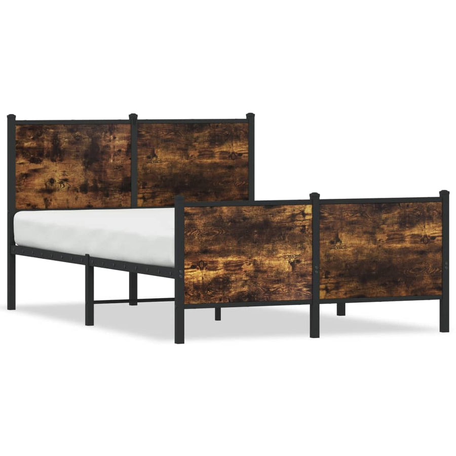 Bedframe hoofd- en voeteneinde metaal gerookt eiken 120x200 cm