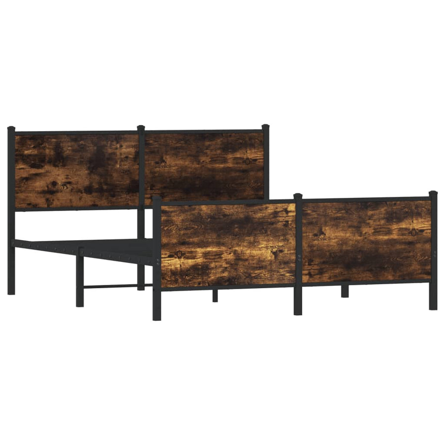 Bedframe hoofd- en voeteneinde metaal gerookt eiken 137x190 cm