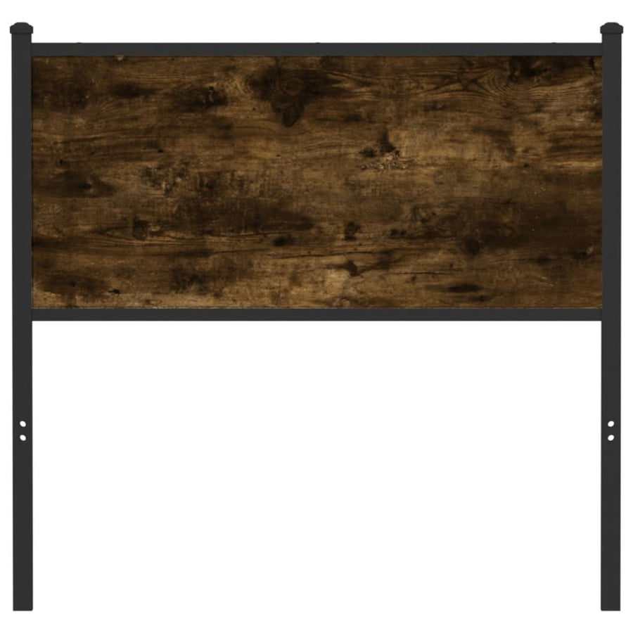 Hoofdbord 90 cm bewerkt hout en staal gerookt eikenkleurig