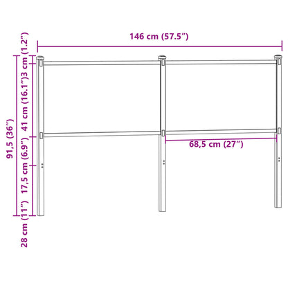 Hoofdbord Bewerkt Hout En Staal Kleurig 140 cm Gerookt eiken