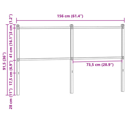 Hoofdbord Bewerkt Hout En Staal Kleurig 150 cm Gerookt eiken