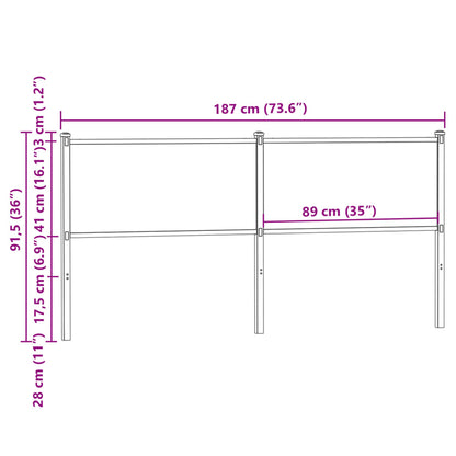 Hoofdbord Bewerkt Hout En Staal Kleurig 180 cm Gerookt eiken