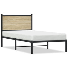 Bedframe met hoofdbord metaal sonoma eikenkleurig 75x190 cm