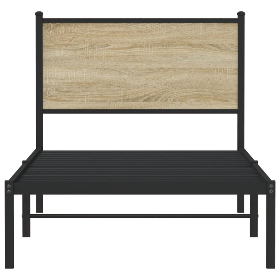 Bedframe met hoofdbord metaal sonoma eikenkleurig 80x200 cm