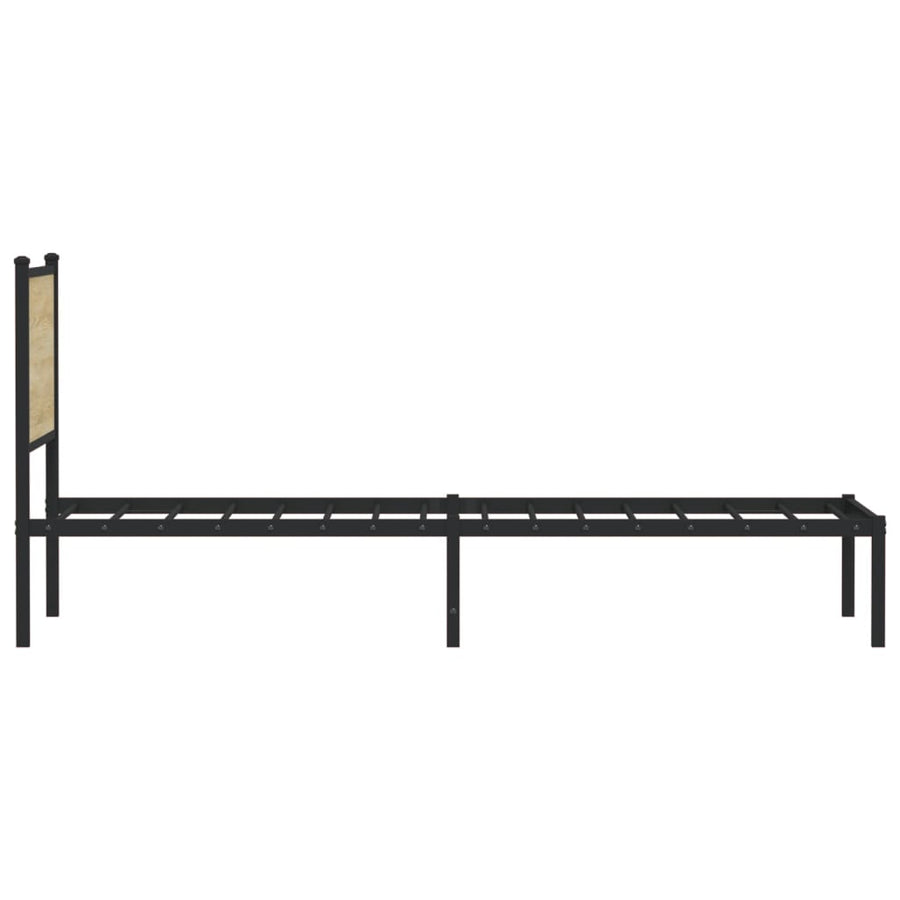 Bedframe met hoofdbord metaal sonoma eikenkleurig 80x200 cm