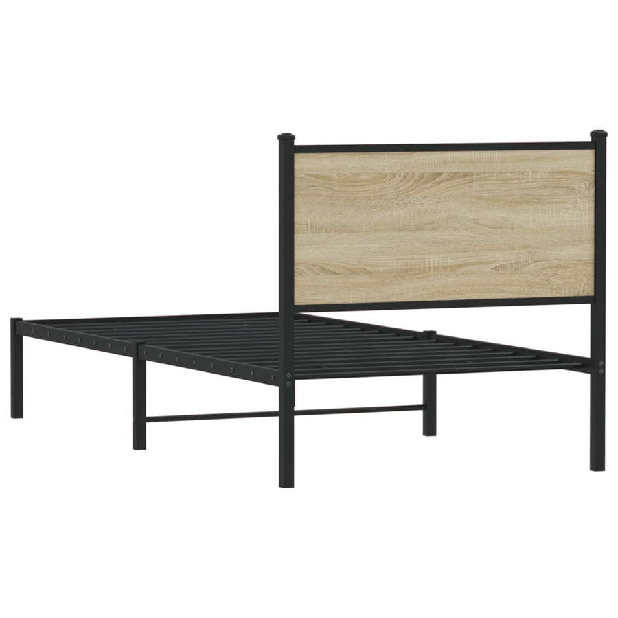 Bedframe met hoofdbord metaal sonoma eikenkleurig 80x200 cm