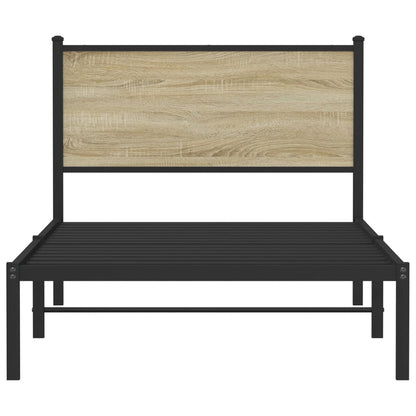 Bedframe met hoofdbord metaal sonoma eikenkleurig 100x190 cm