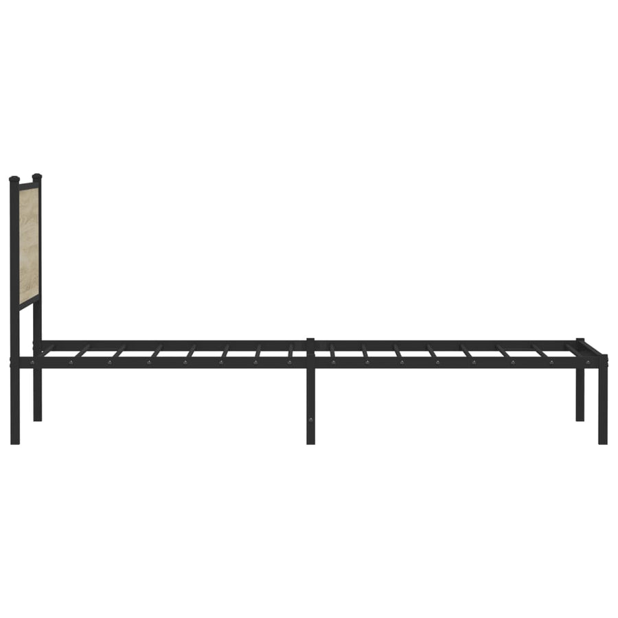 Bedframe met hoofdbord metaal sonoma eikenkleurig 100x190 cm