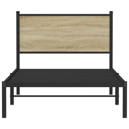 Bedframe met hoofdbord metaal sonoma eikenkleurig 100x200 cm