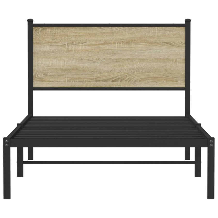 Bedframe met hoofdbord metaal sonoma eikenkleurig 100x200 cm