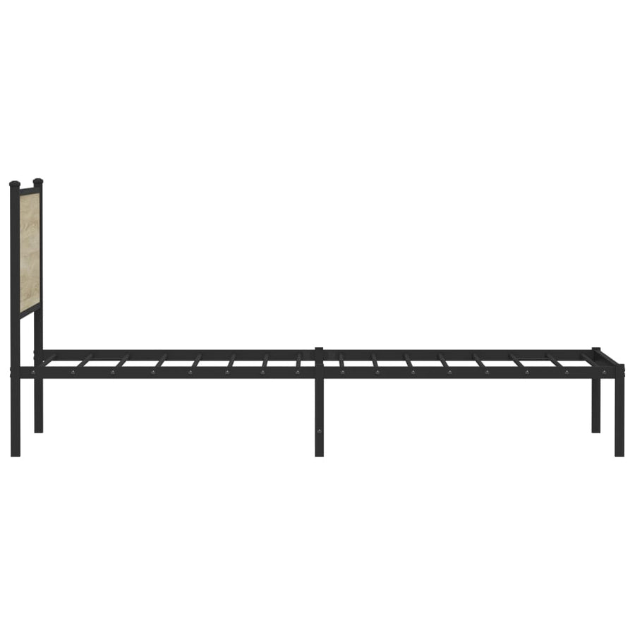 Bedframe met hoofdbord metaal sonoma eikenkleurig 100x200 cm