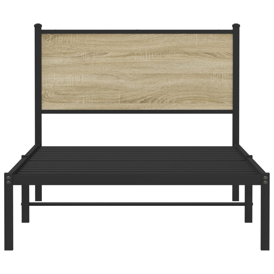 Bedframe met hoofdbord metaal sonoma eikenkleurig 107x203 cm