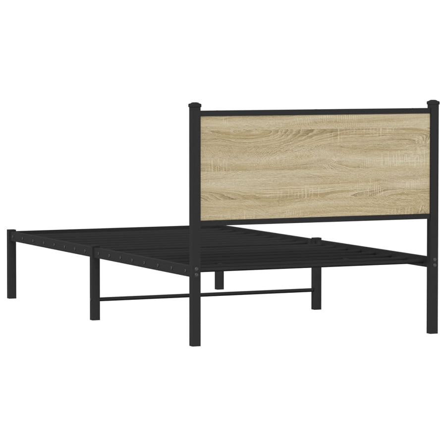 Bedframe met hoofdbord metaal sonoma eikenkleurig 107x203 cm