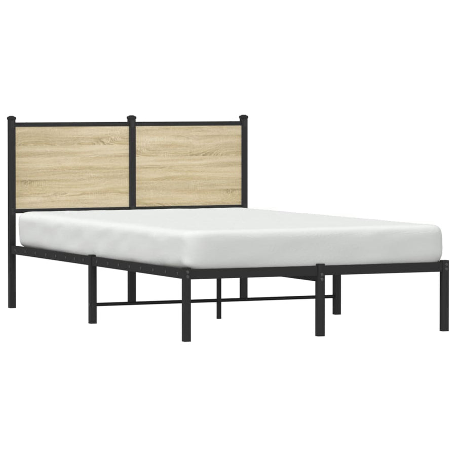Bedframe met hoofdbord metaal sonoma eikenkleurig 120x200 cm