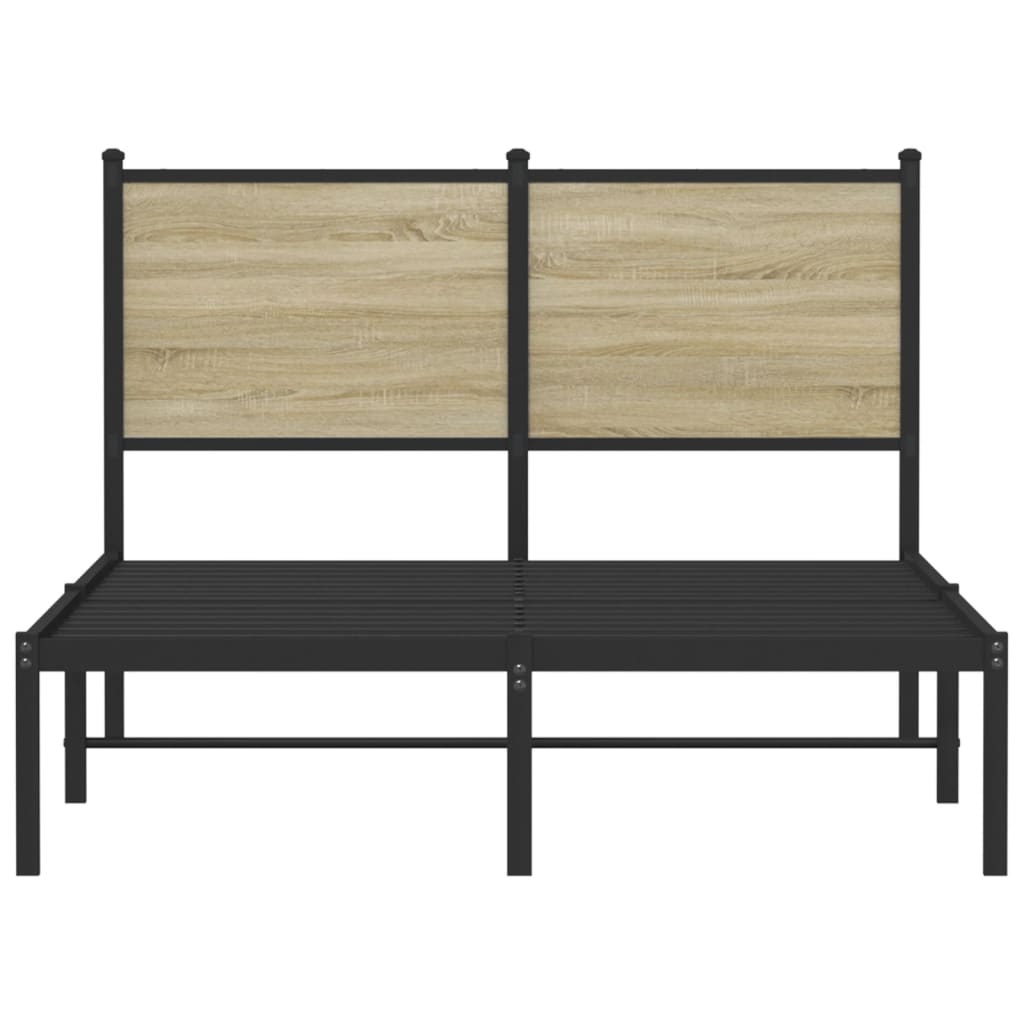 Bedframe met hoofdbord metaal sonoma eikenkleurig 120x200 cm