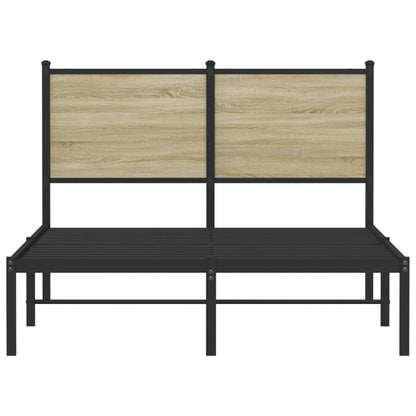 Bedframe met hoofdbord metaal sonoma eikenkleurig 120x200 cm