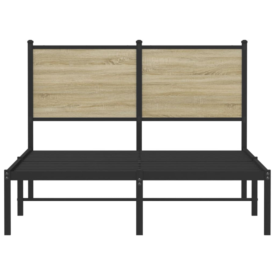 Bedframe met hoofdbord metaal sonoma eikenkleurig 120x200 cm