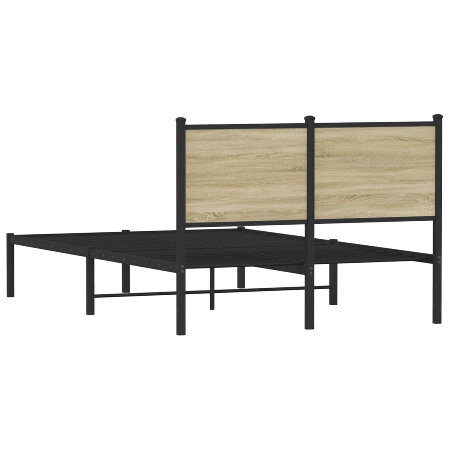 Bedframe met hoofdbord metaal sonoma eikenkleurig 120x200 cm