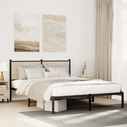 Bedframe met hoofdbord metaal sonoma eikenkleurig 137x190 cm