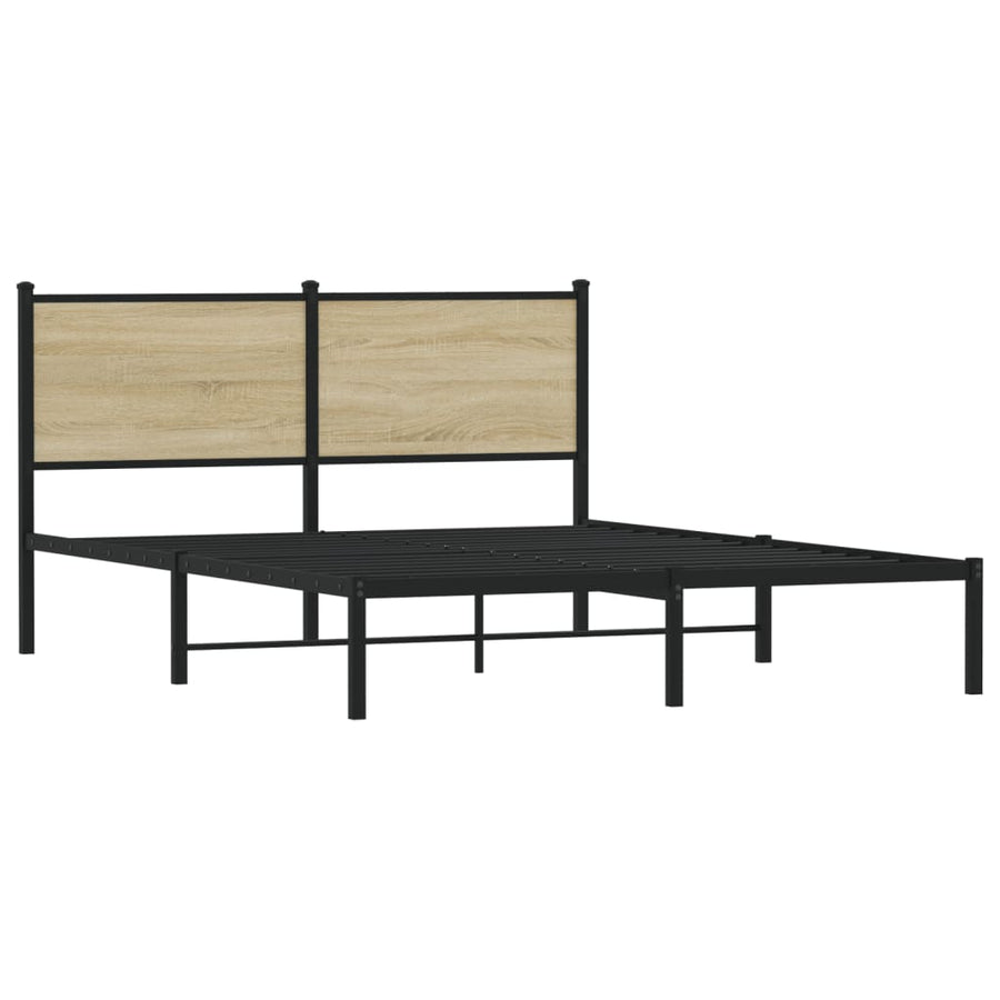 Bedframe met hoofdbord metaal sonoma eikenkleurig 140x190 cm