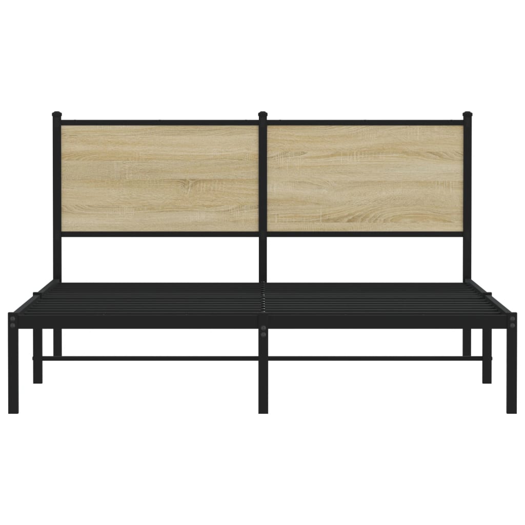 Bedframe met hoofdbord metaal sonoma eikenkleurig 140x190 cm