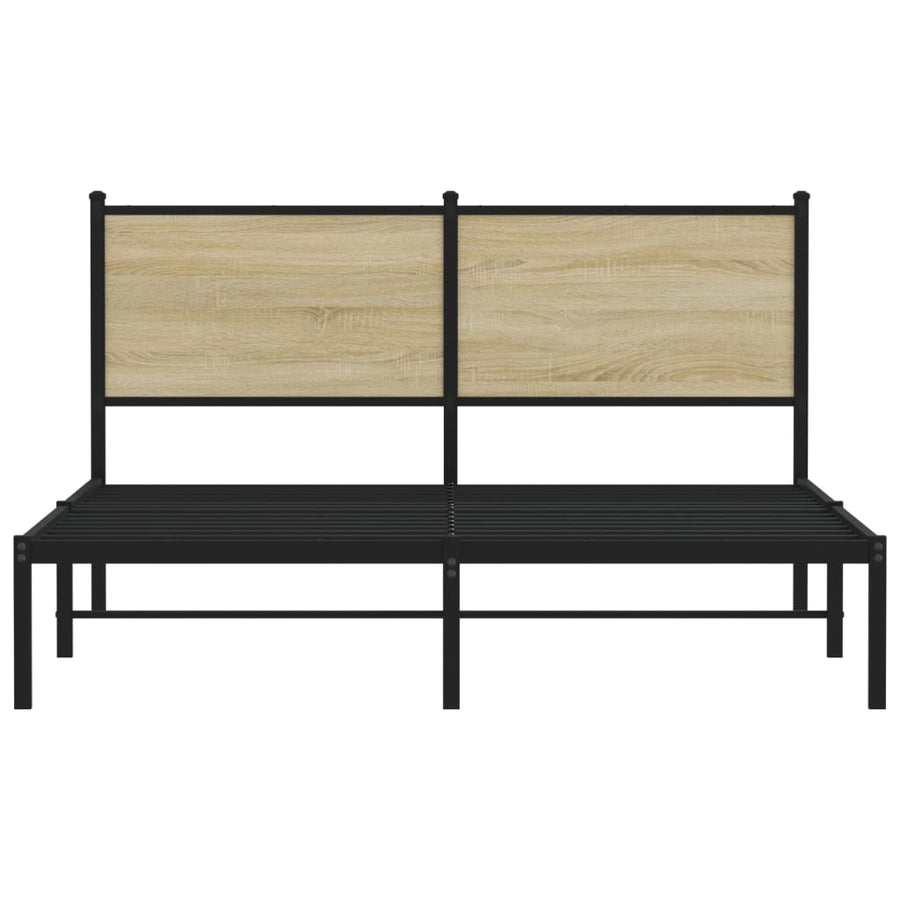 Bedframe met hoofdbord metaal sonoma eikenkleurig 140x190 cm