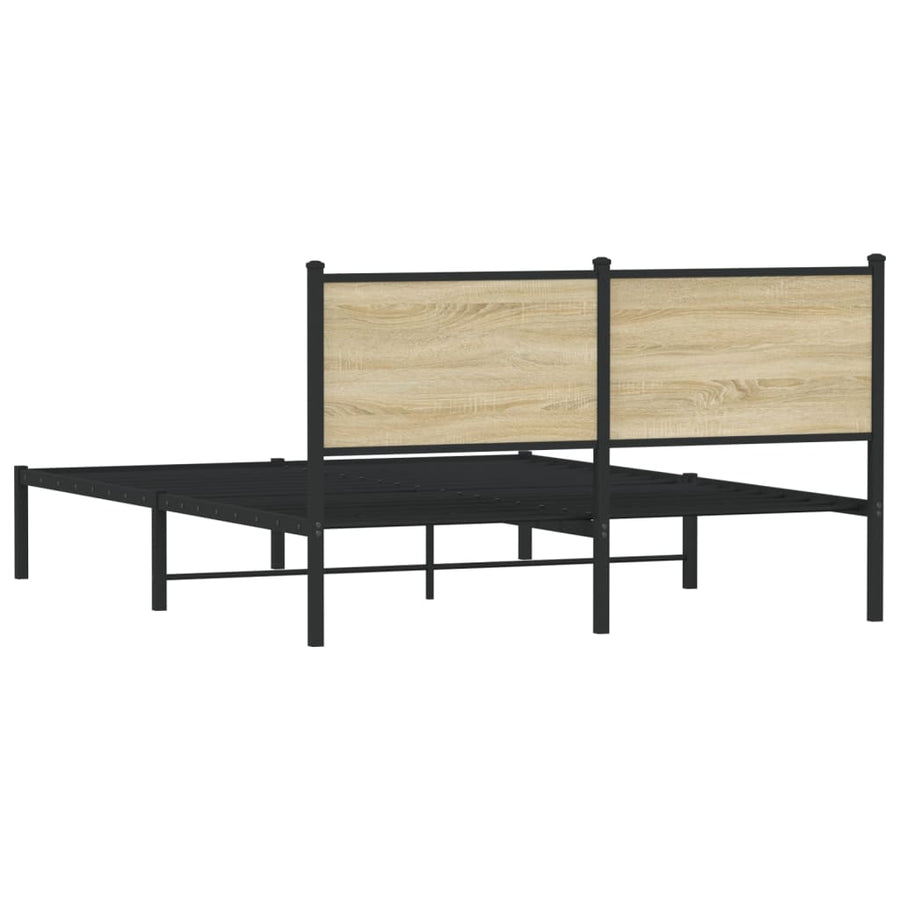 Bedframe met hoofdbord metaal sonoma eikenkleurig 140x190 cm