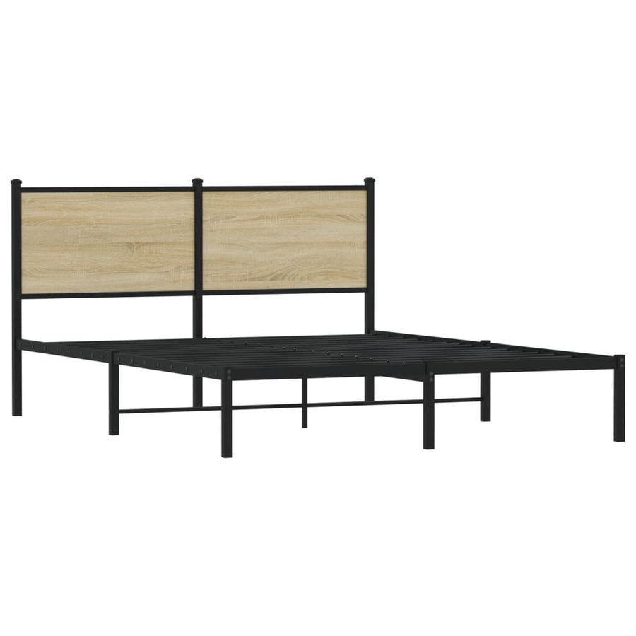 Bedframe met hoofdbord metaal sonoma eikenkleurig 140x200 cm