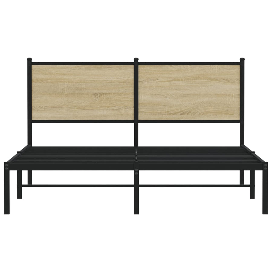 Bedframe met hoofdbord metaal sonoma eikenkleurig 140x200 cm