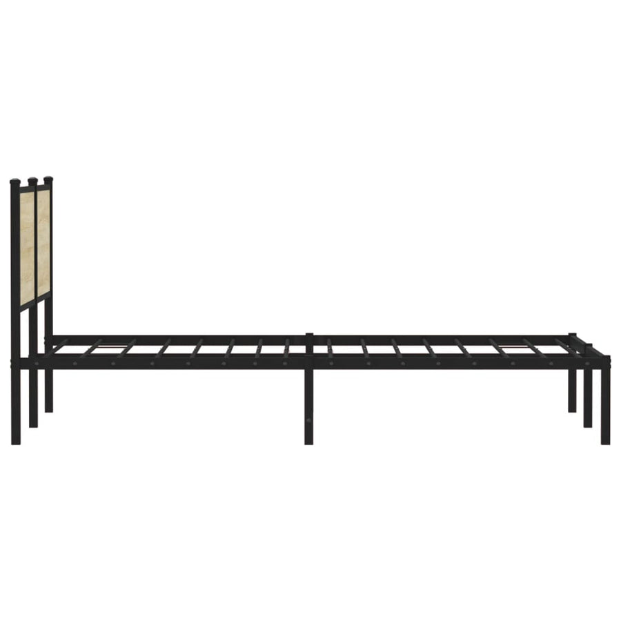 Bedframe met hoofdbord metaal sonoma eikenkleurig 140x200 cm