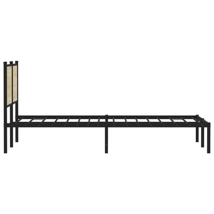 Bedframe met hoofdbord metaal sonoma eikenkleurig 150x200 cm