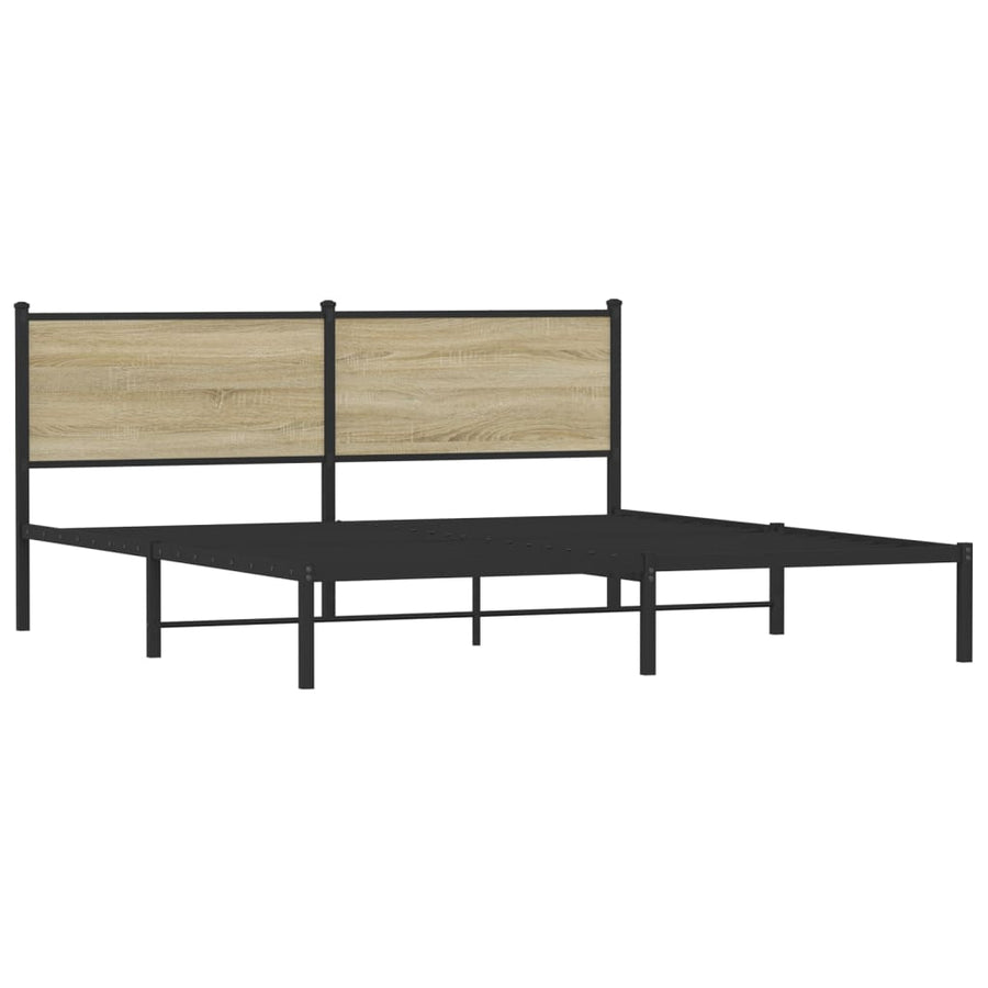 Bedframe met hoofdbord metaal sonoma eikenkleurig 160x200 cm
