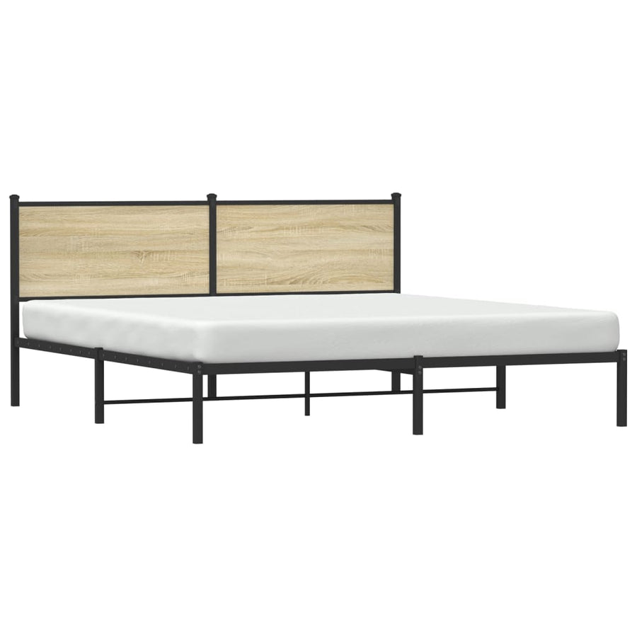 Bedframe met hoofdbord metaal sonoma eikenkleurig 160x200 cm