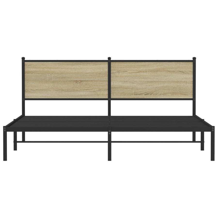 Bedframe met hoofdbord metaal sonoma eikenkleurig 160x200 cm