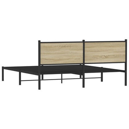 Bedframe met hoofdbord metaal sonoma eikenkleurig 160x200 cm