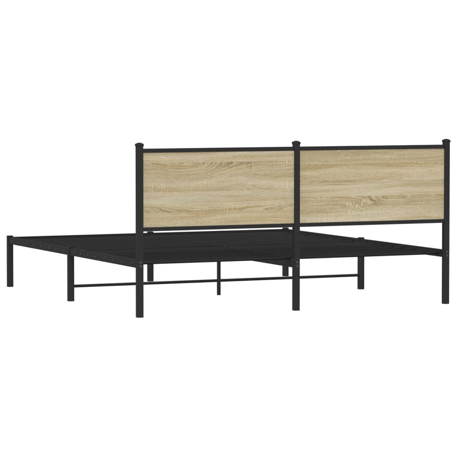 Bedframe met hoofdbord metaal sonoma eikenkleurig 160x200 cm