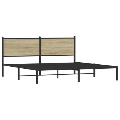 Bedframe met hoofdbord metaal sonoma eikenkleurig 183x213 cm